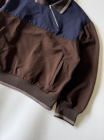 Miu Miu Brown & Blue Polo-Neck Zipped Sweatshirt