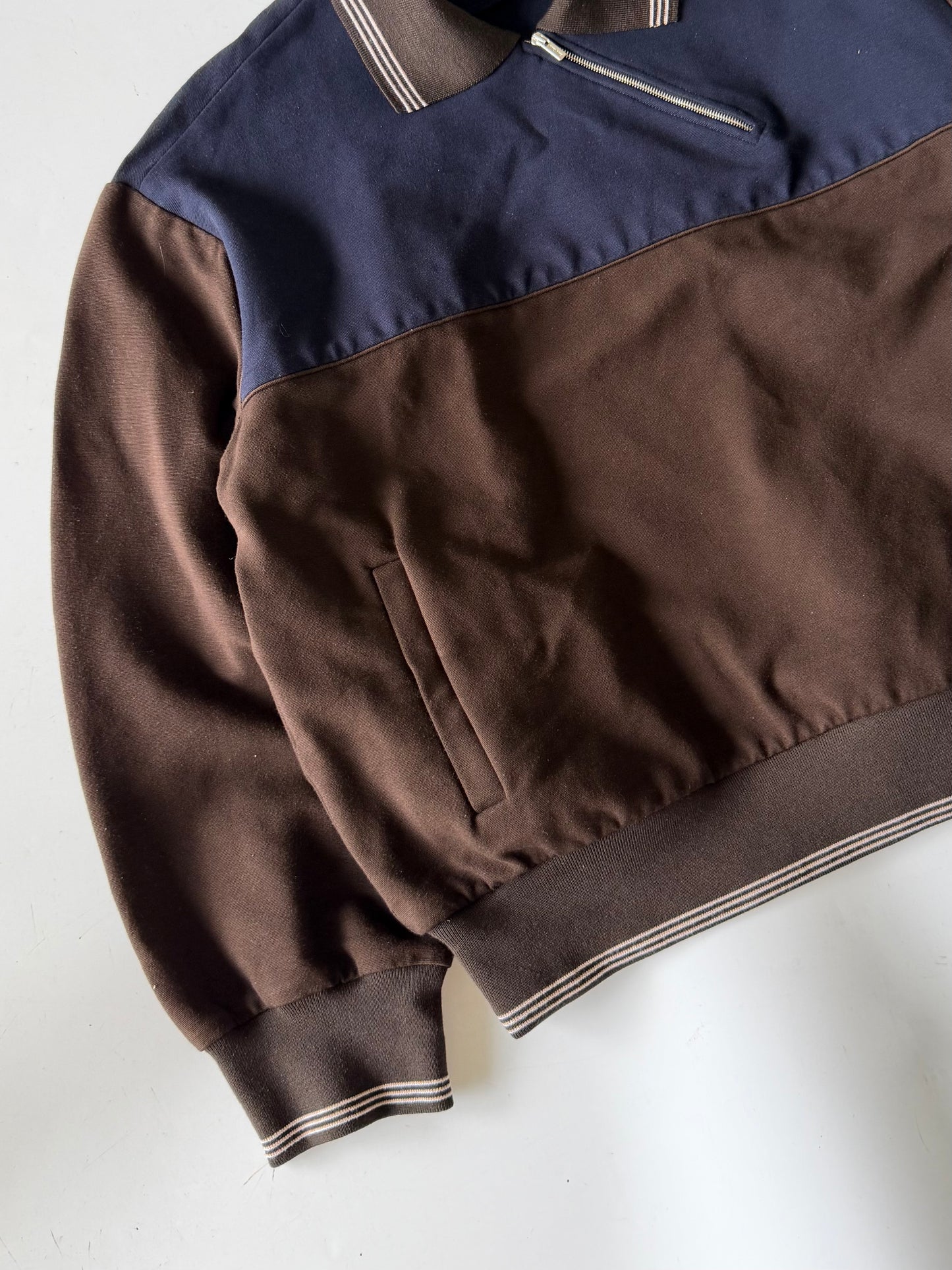 Miu Miu Brown & Blue Polo-Neck Zipped Sweatshirt