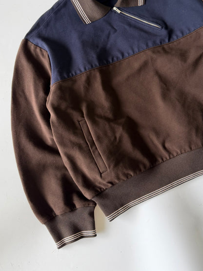 Miu Miu Brown & Blue Polo-Neck Zipped Sweatshirt
