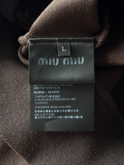 Miu Miu Brown & Blue Polo-Neck Zipped Sweatshirt