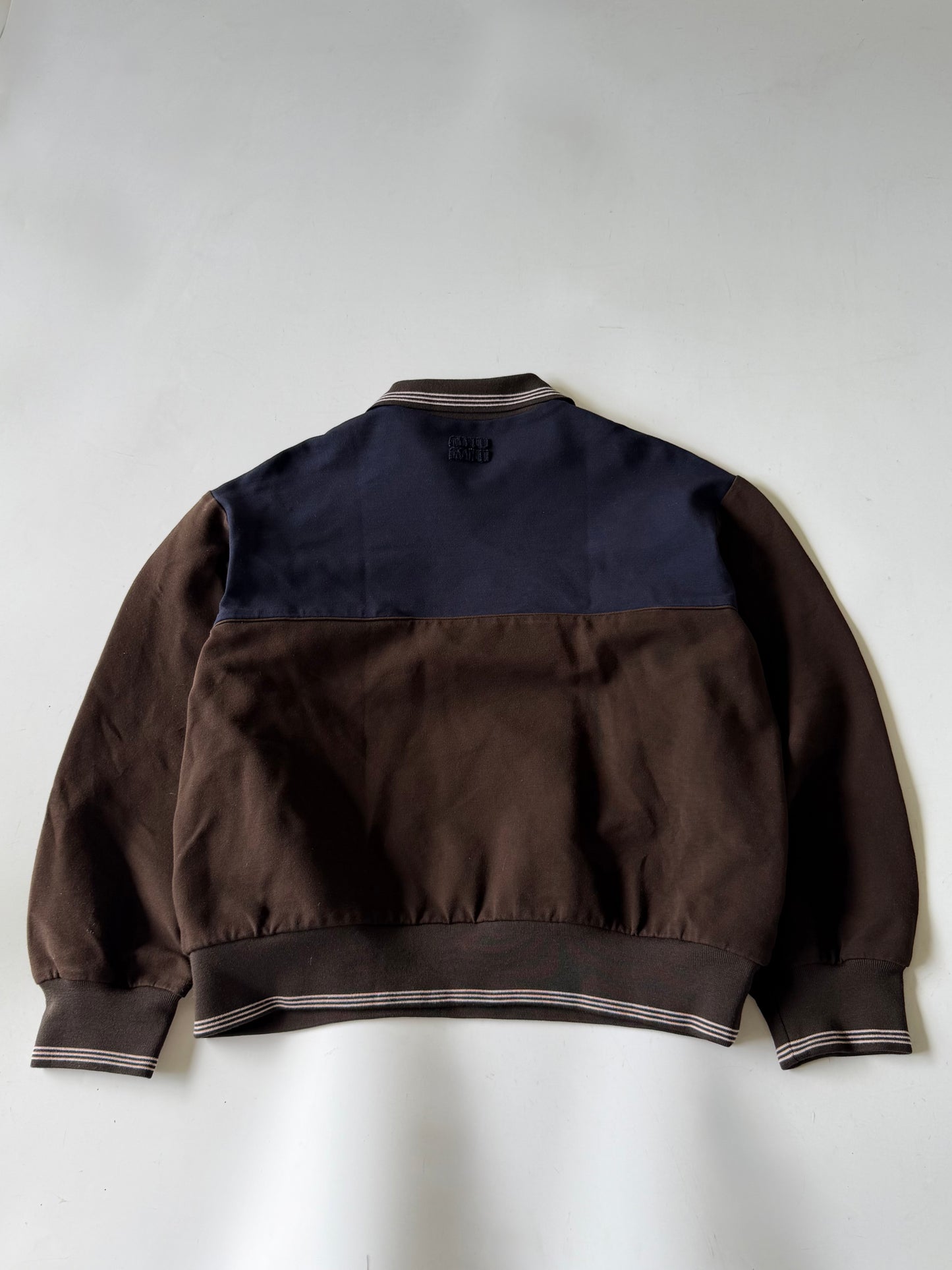 Miu Miu Brown & Blue Polo-Neck Zipped Sweatshirt