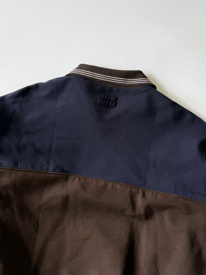 Miu Miu Brown & Blue Polo-Neck Zipped Sweatshirt