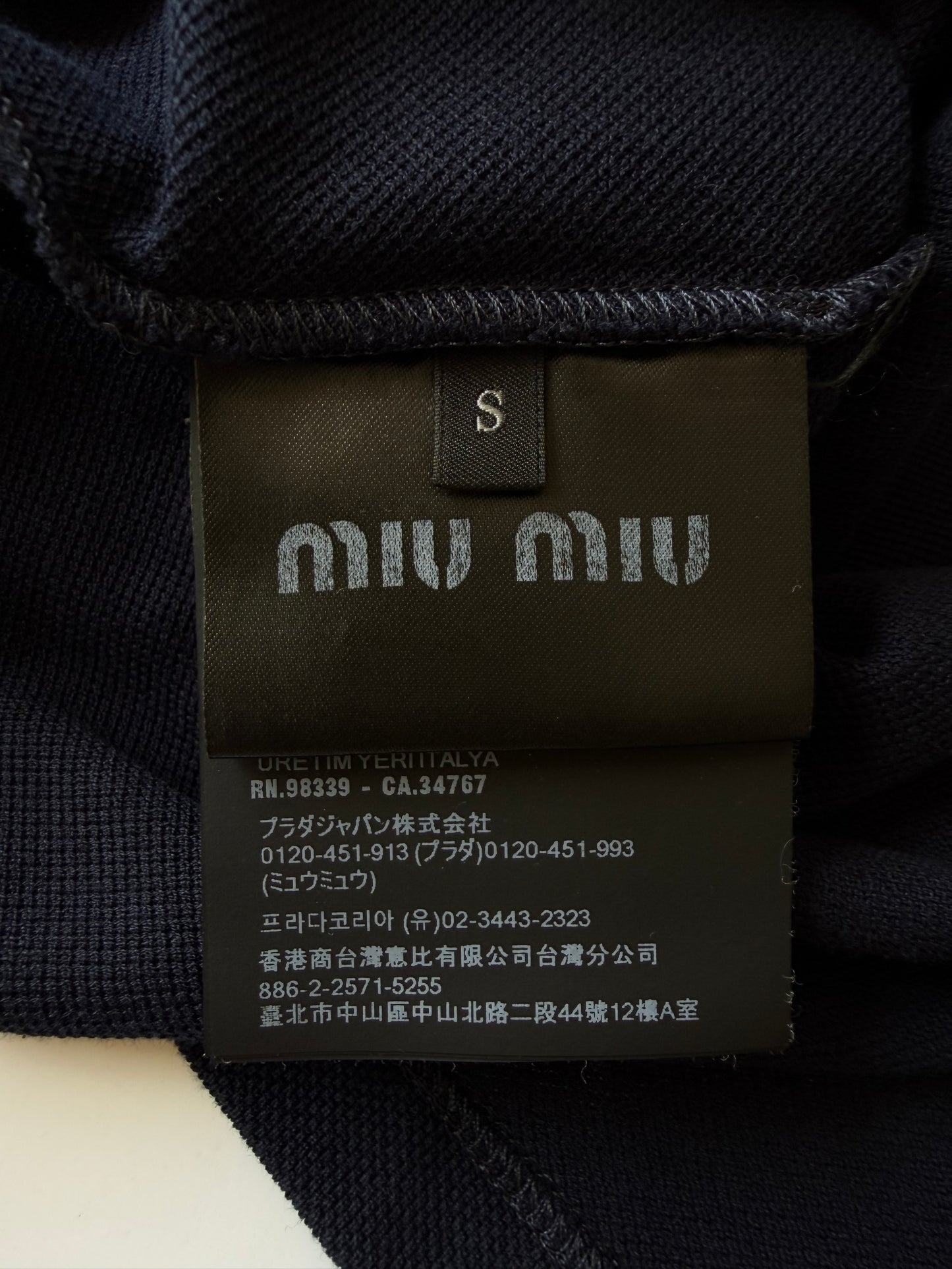 Miu Miu Blue Piqué Polo-Neck Zipped Sweatshirt