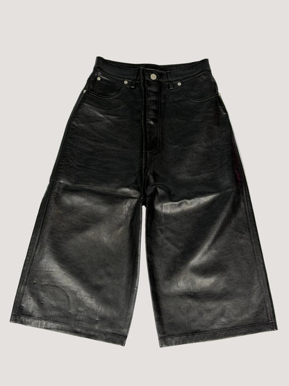 Balenciaga Jorts Black Leather Capri