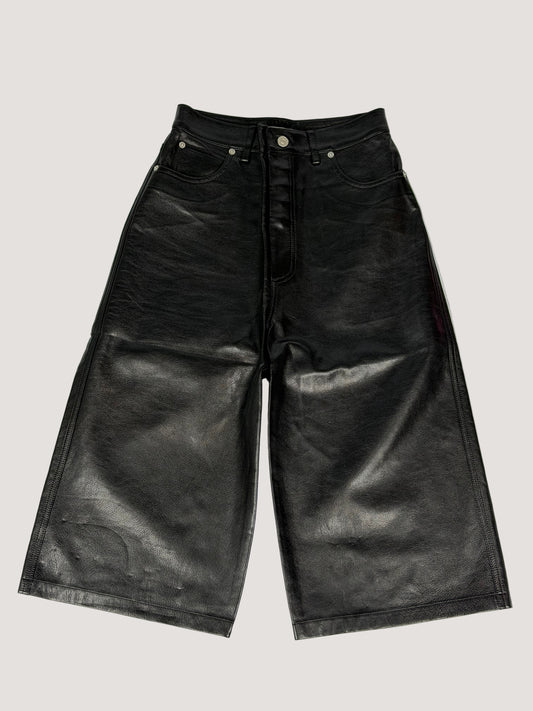 Balenciaga Jorts Black Leather Capri