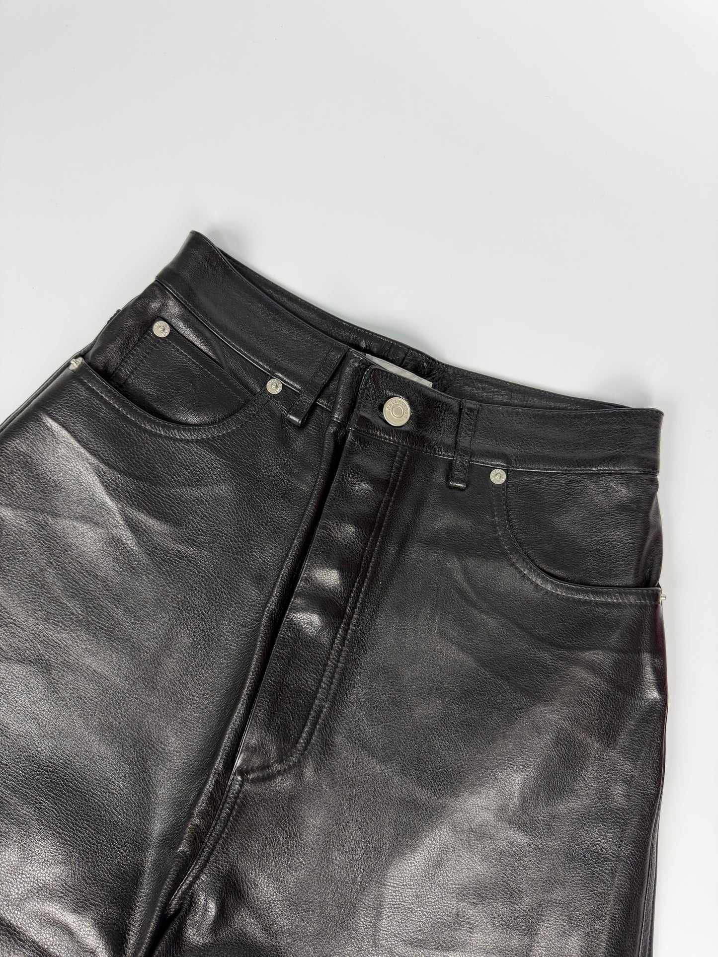 Balenciaga Jorts Black Leather Capri