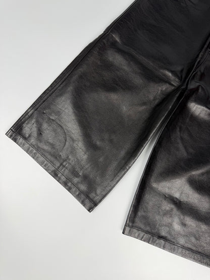 Balenciaga Jorts Black Leather Capri