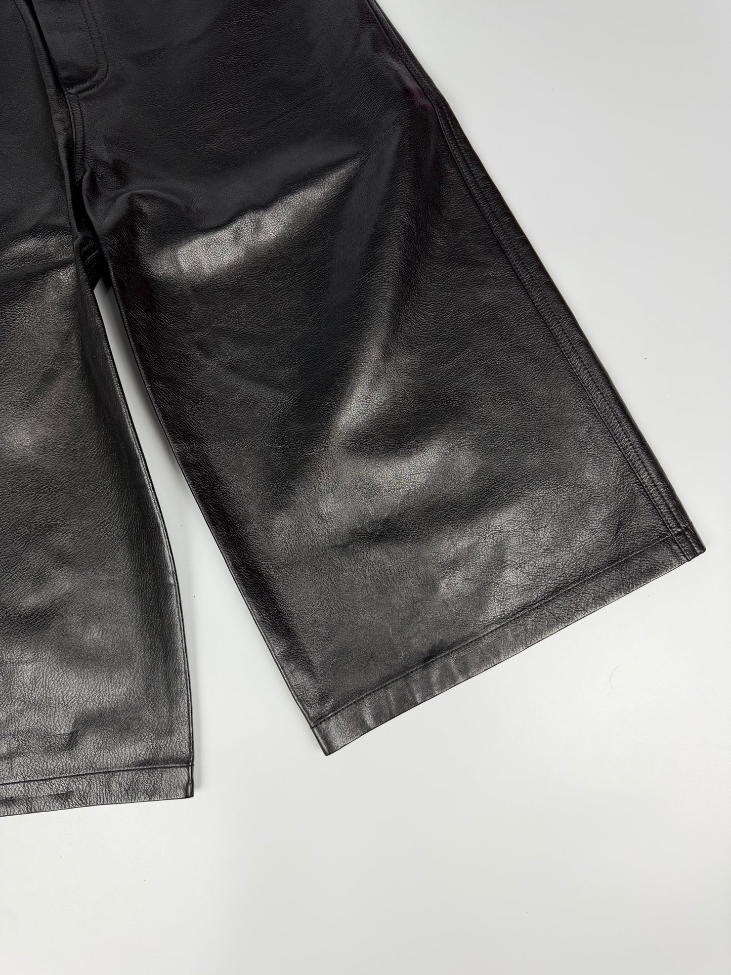 Balenciaga Jorts Black Leather Capri