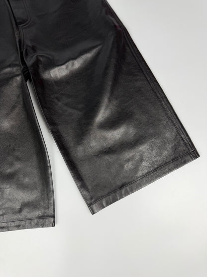 Balenciaga Jorts Black Leather Capri