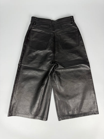 Balenciaga Jorts Black Leather Capri