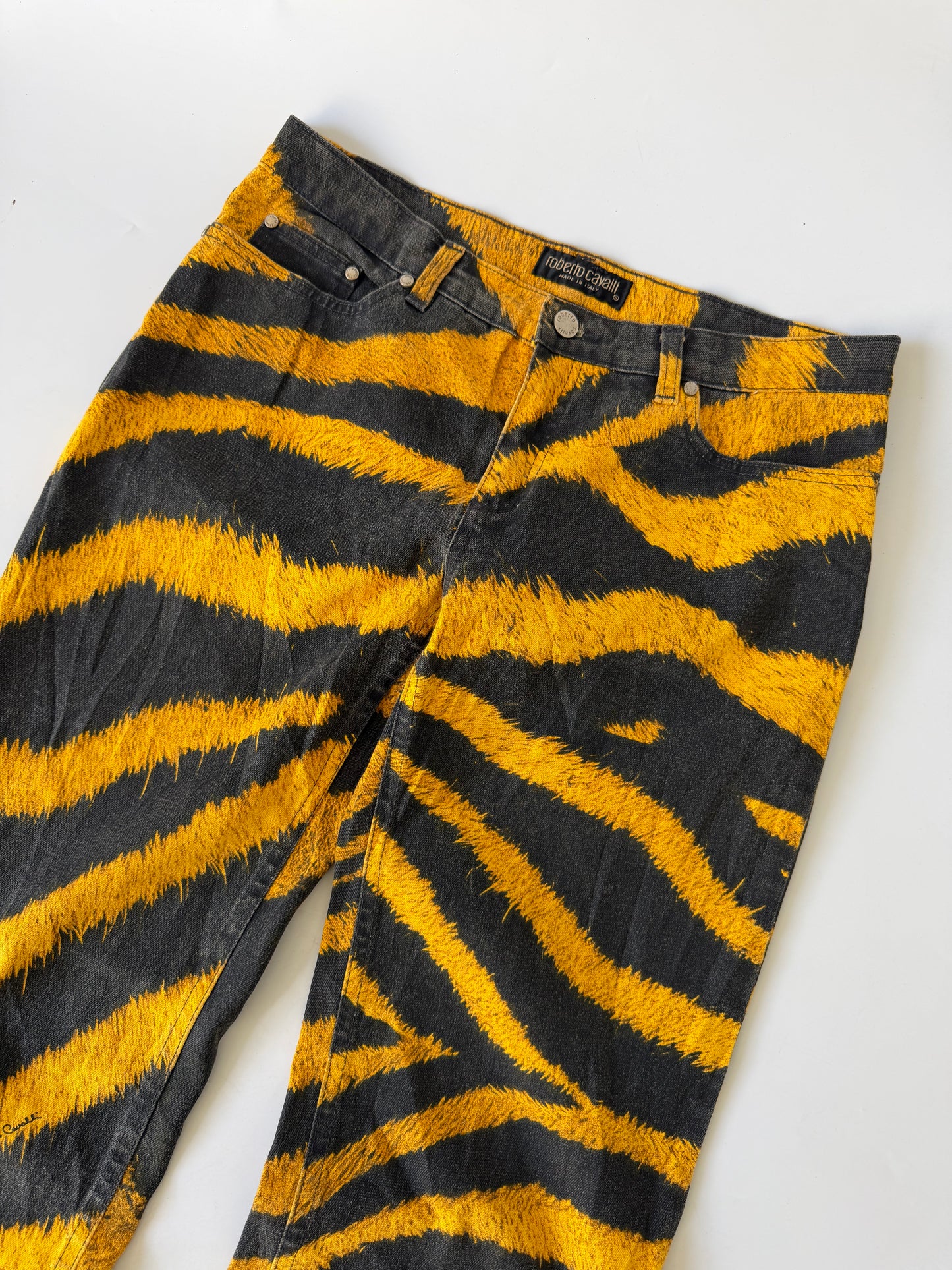 2000’s Roberto Cavalli Tiger Print Denim Pants