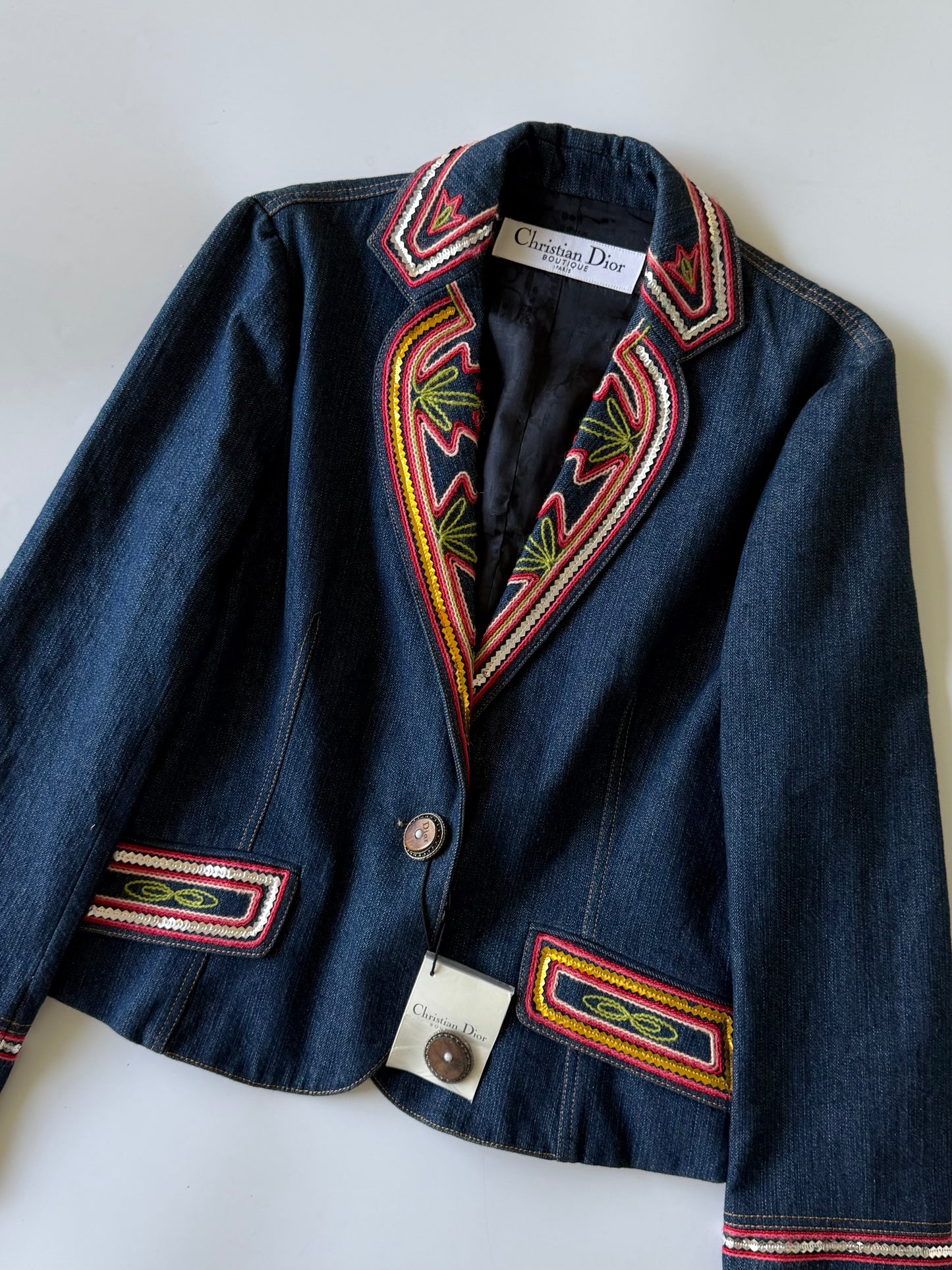 Christian Dior Boutique 2006 Denim Embroidered Jacket