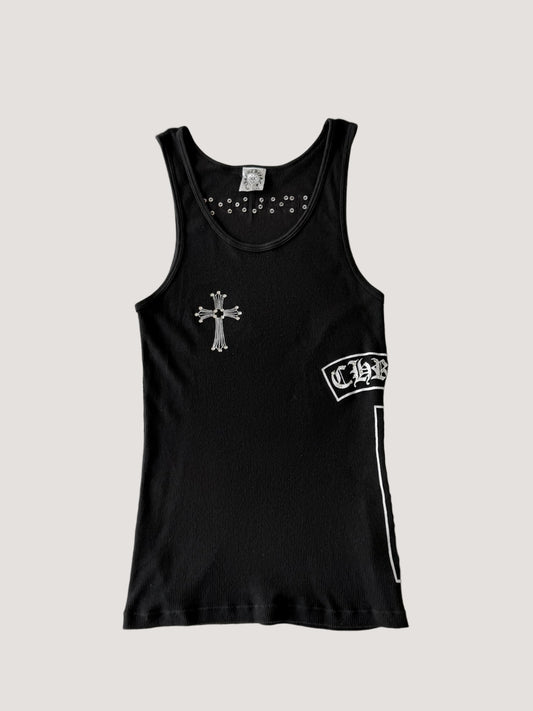 Rare Chrome Hearts Swarovski Crystal Side Logo Tank Top
