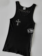 Rare Chrome Hearts Swarovski Crystal Side Logo Tank Top