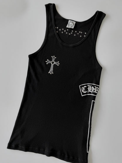 Rare Chrome Hearts Swarovski Crystal Side Logo Tank Top