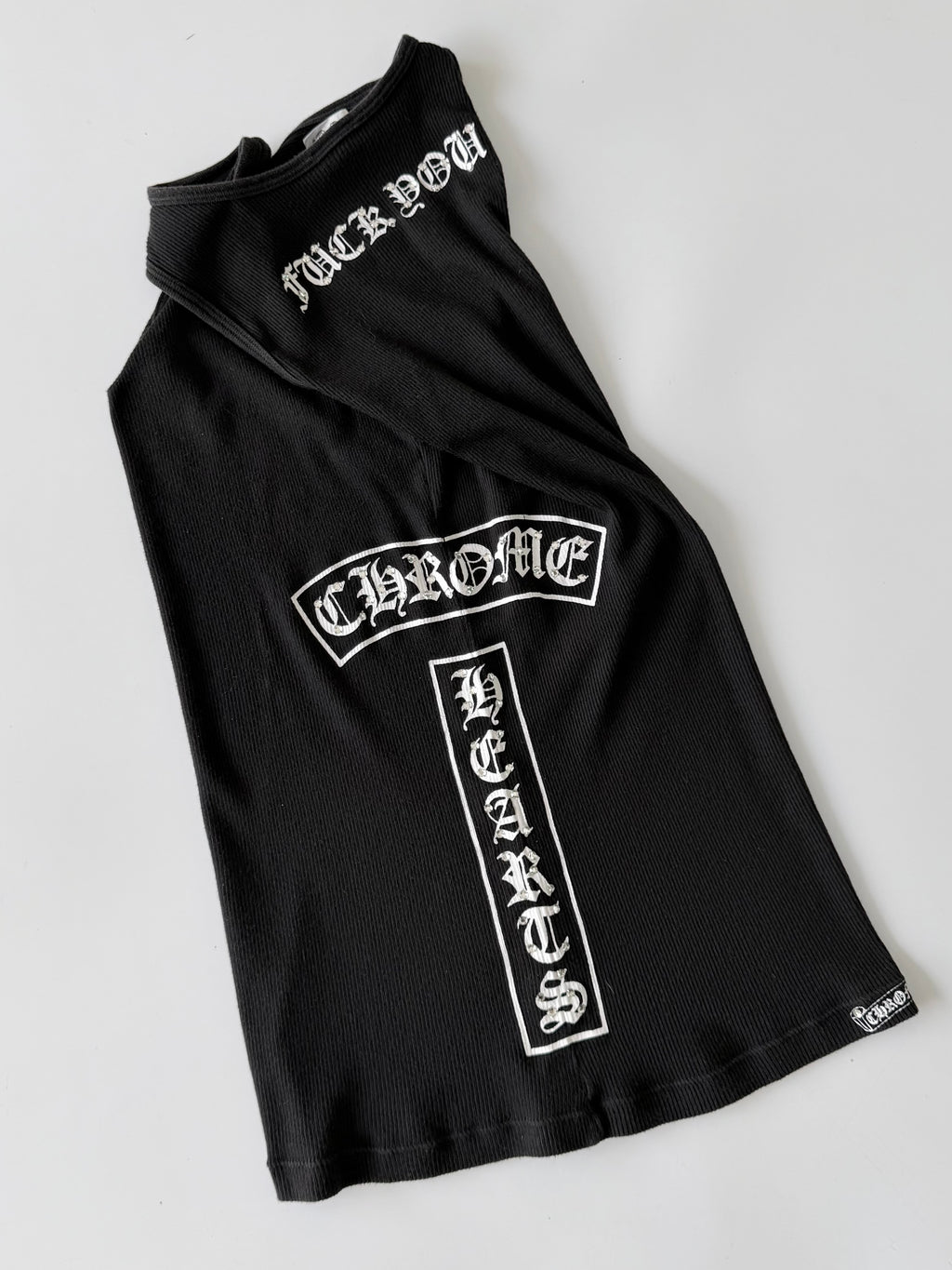 Rare Chrome Hearts Swarovski Crystal Side Logo Tank Top