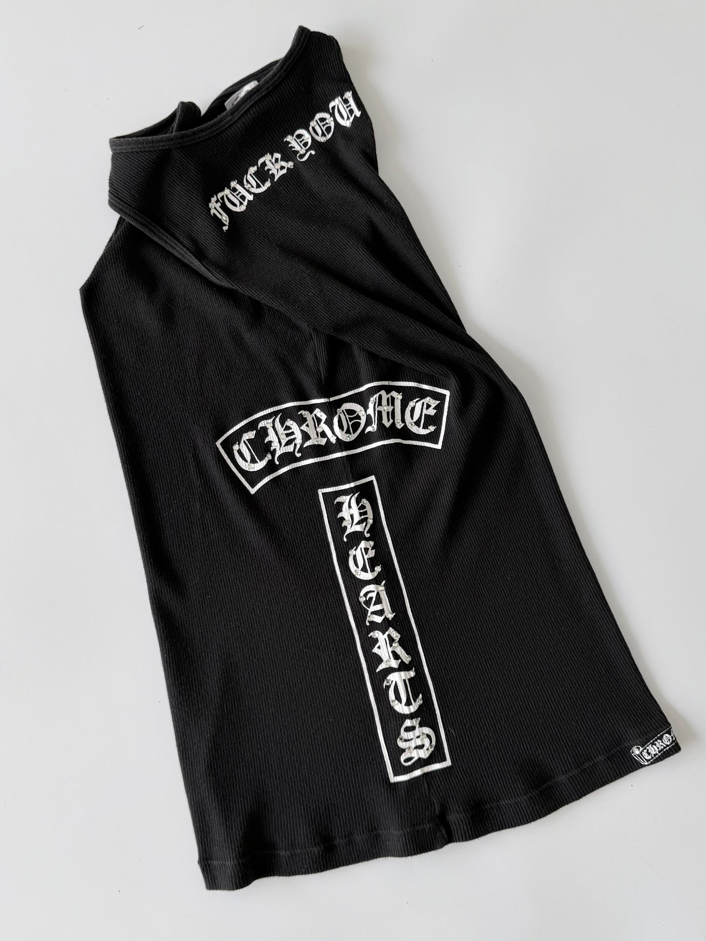 Rare Chrome Hearts Swarovski Crystal Side Logo Tank Top