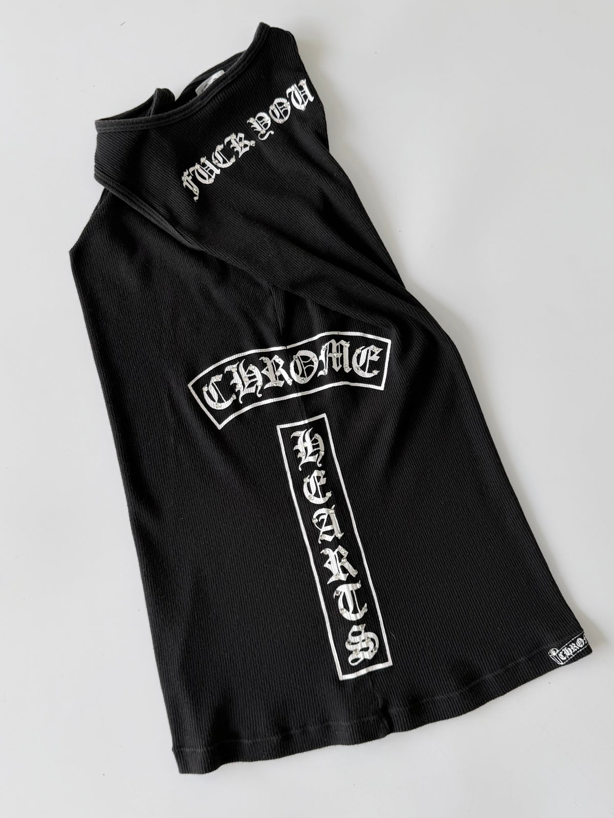 Rare Chrome Hearts Swarovski Crystal Side Logo Tank Top