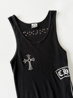 Rare Chrome Hearts Swarovski Crystal Side Logo Tank Top