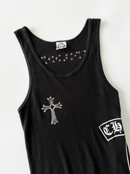 Rare Chrome Hearts Swarovski Crystal Side Logo Tank Top