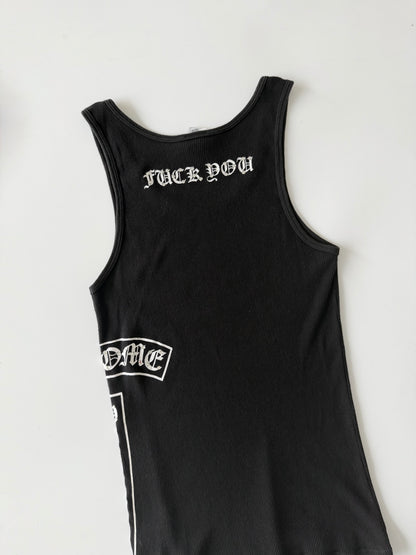 Rare Chrome Hearts Swarovski Crystal Side Logo Tank Top