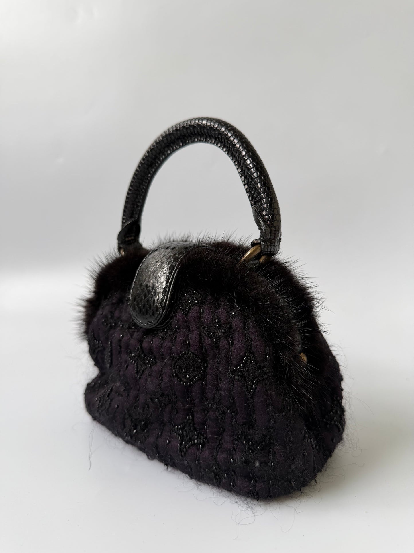 Louis Vuitton Violet Quilted Monogram Chiffon Mink Demi Lune