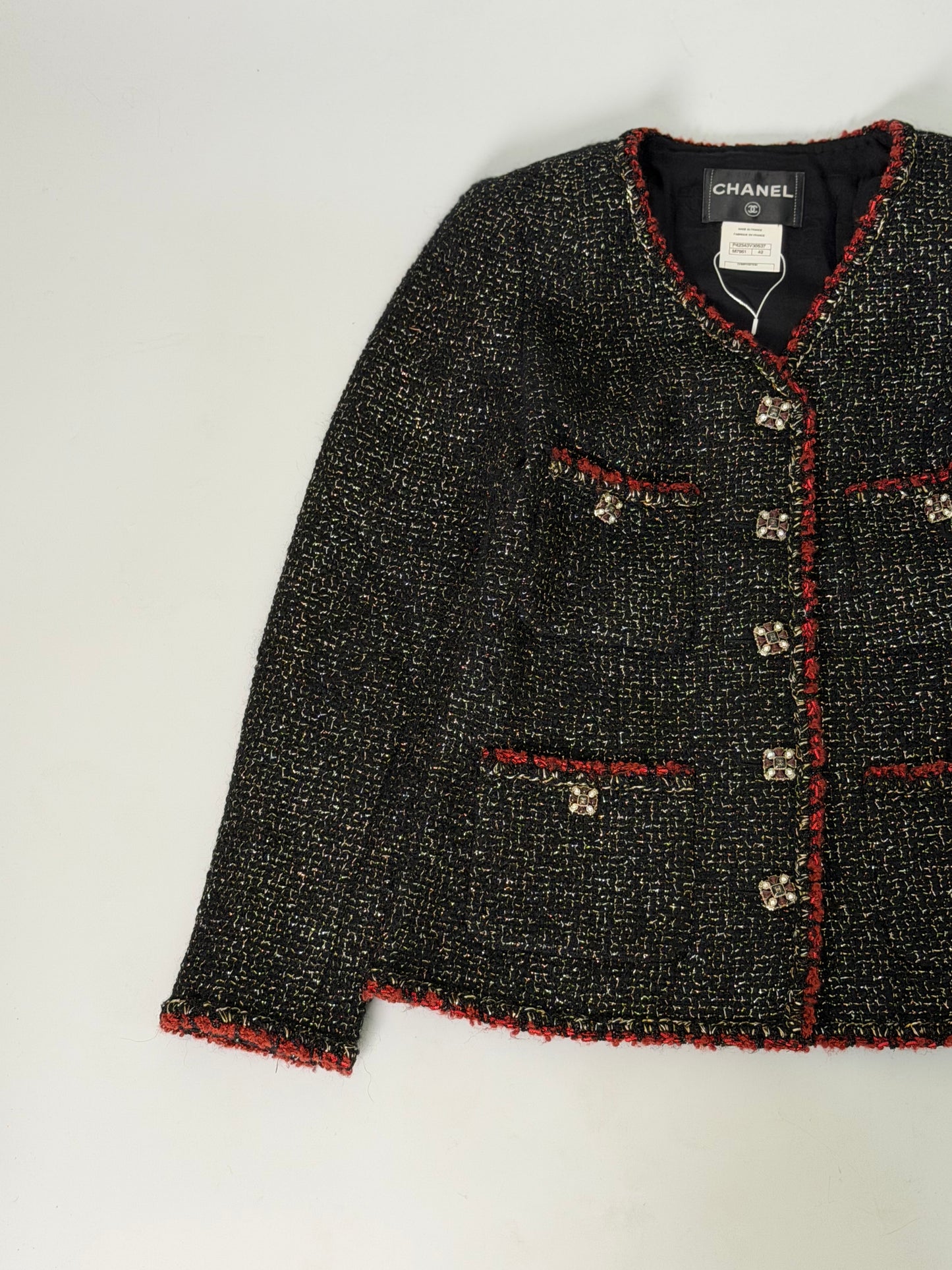 Chanel 11A Gripoir Tweed CC Logo Button Jacket