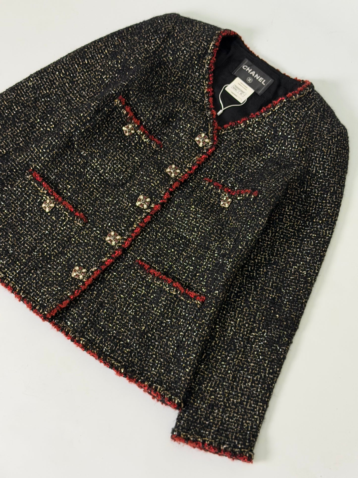 Chanel 11A Gripoir Tweed CC Logo Button Jacket
