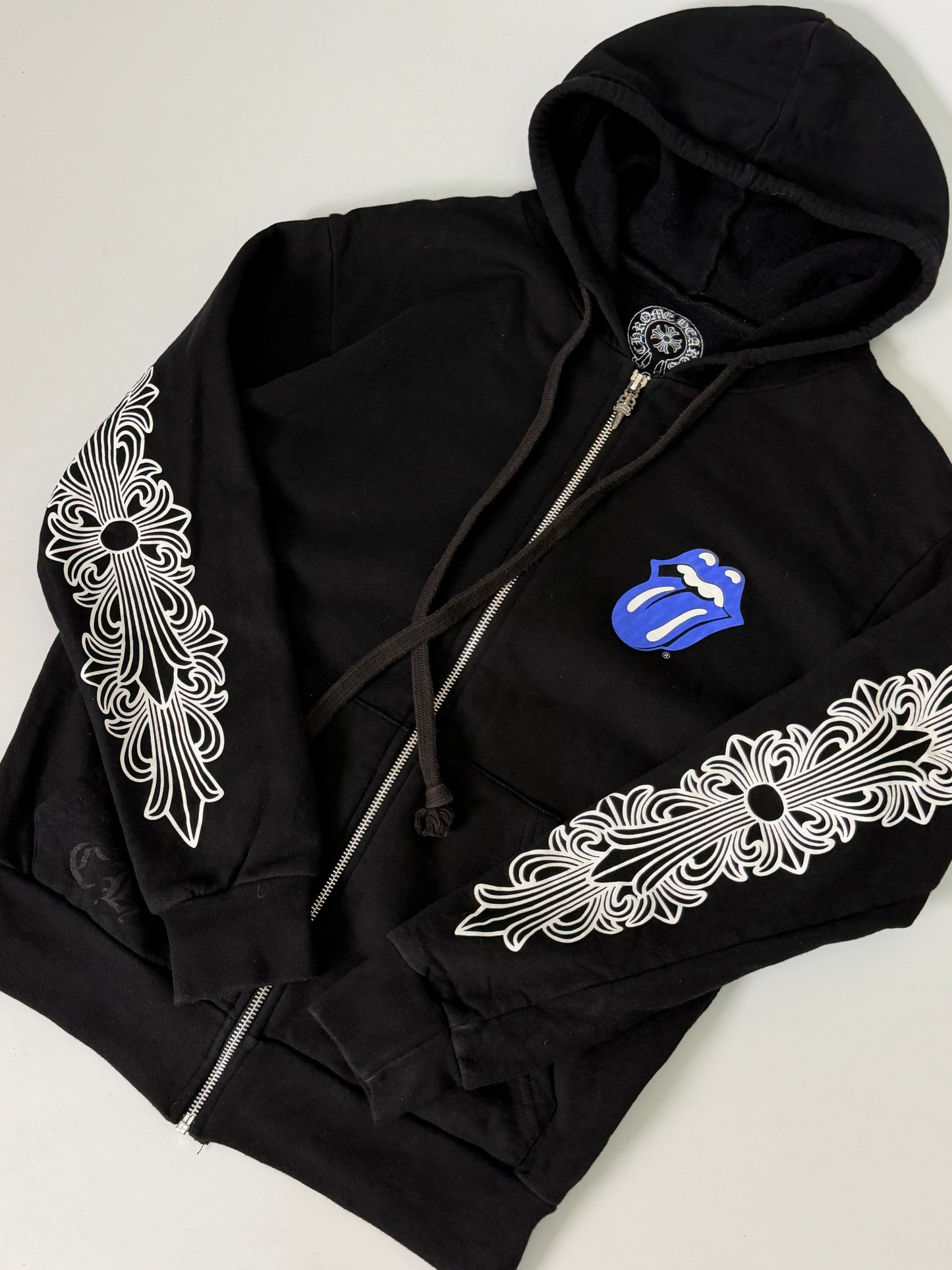 Chrome Hearts Rolling Stone Blue Tongue Horseshoe Hoodie