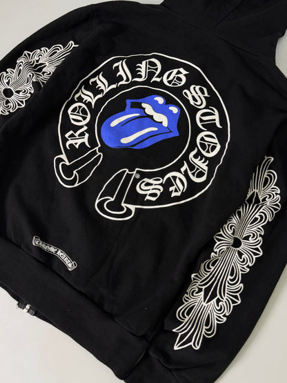 Chrome Hearts Rolling Stone Blue Tongue Horseshoe Hoodie