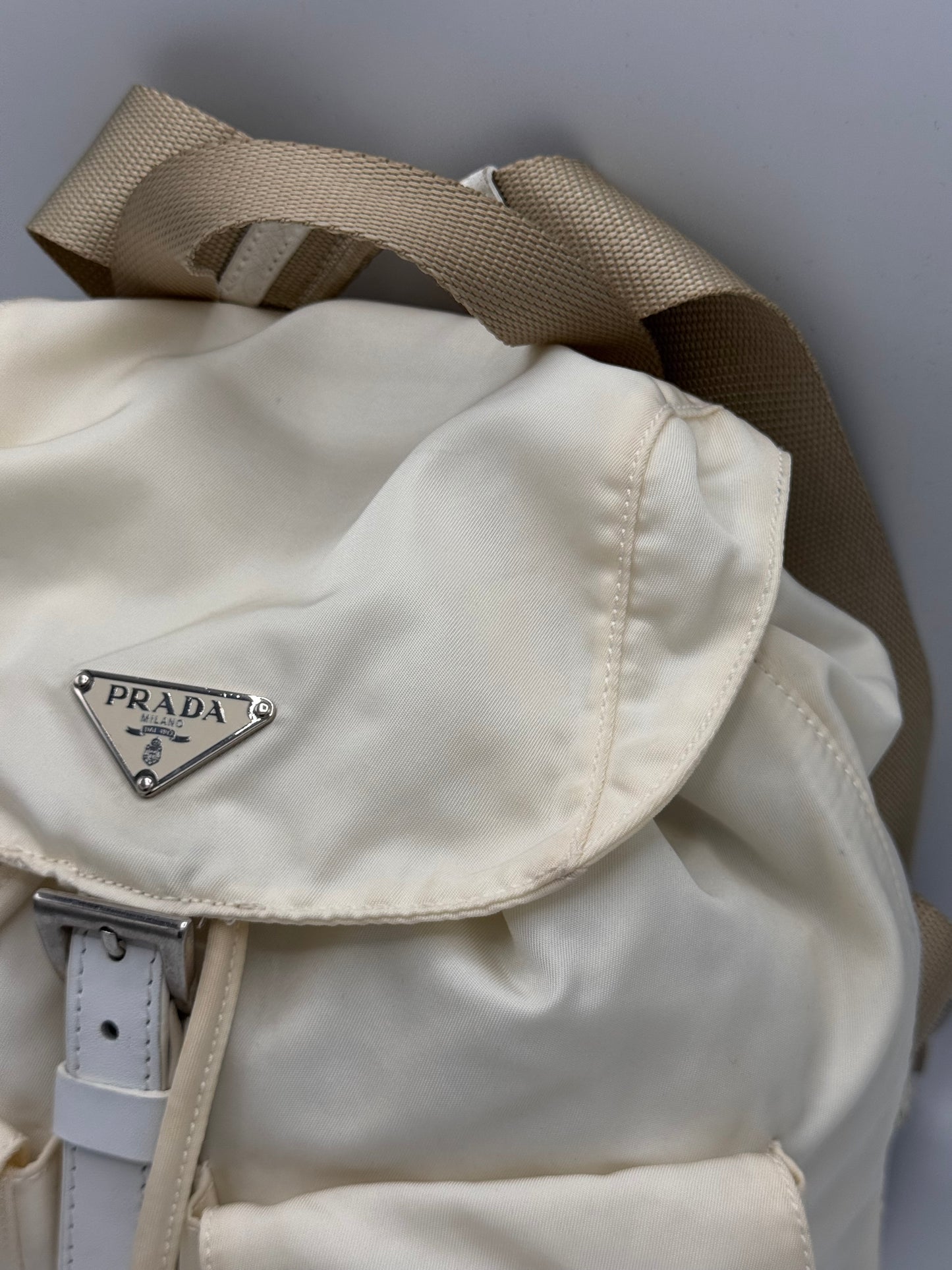 Prada Cream Backpack Nylon