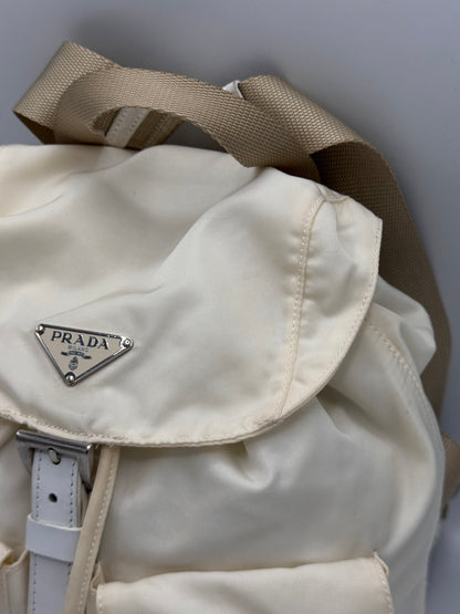 Prada Cream Backpack Nylon