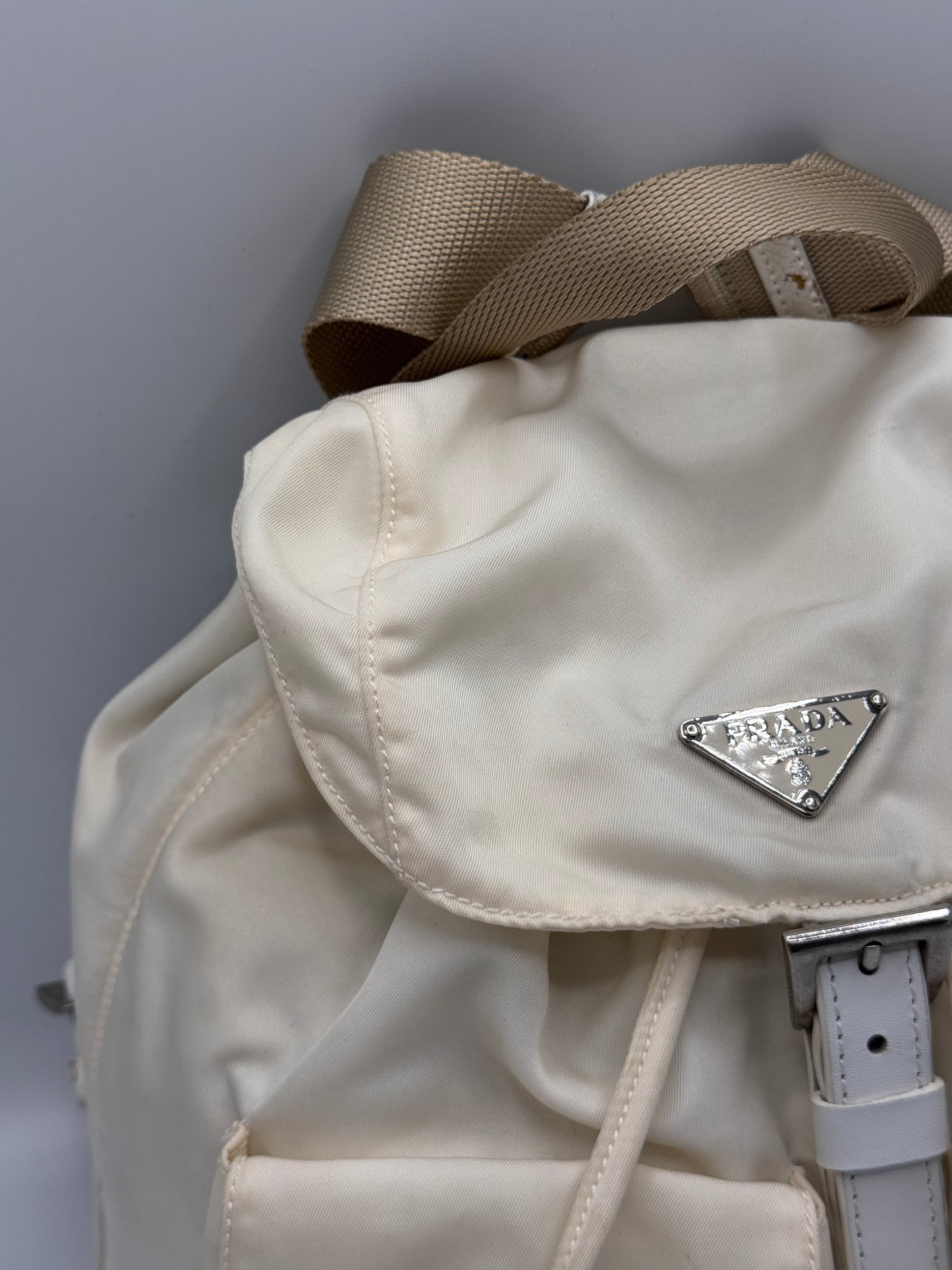 Prada Cream Backpack Nylon
