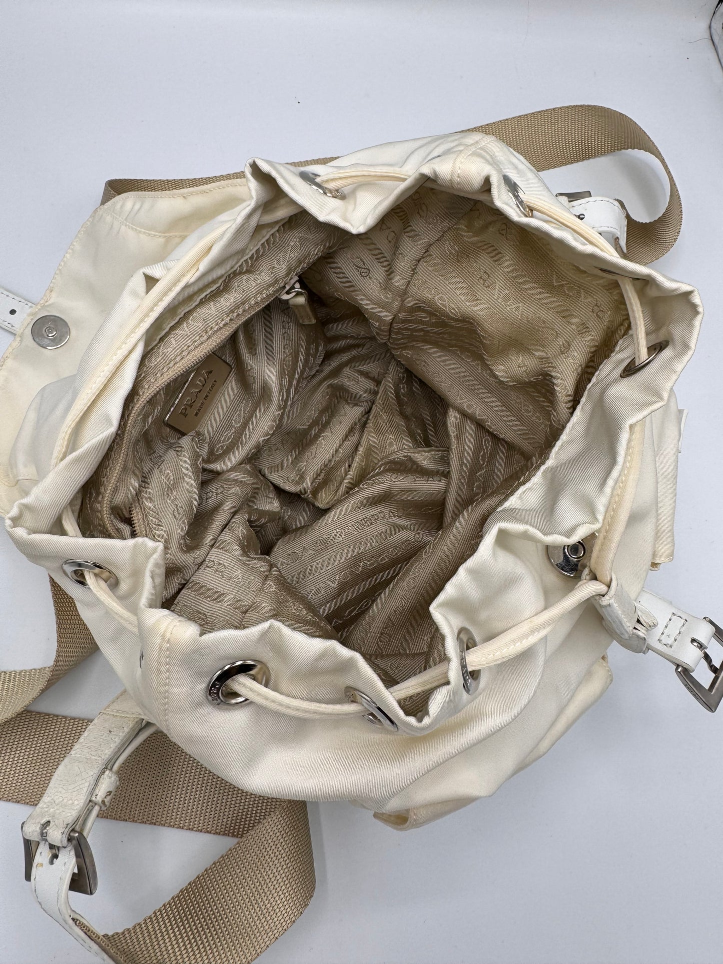 Prada Cream Backpack Nylon