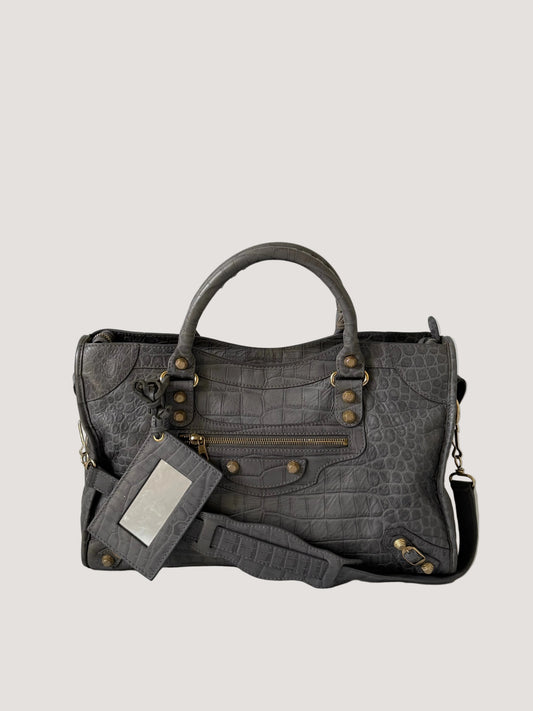 2000’s Balenciaga Gray Crocodile Giant 12 Gold Hardware City