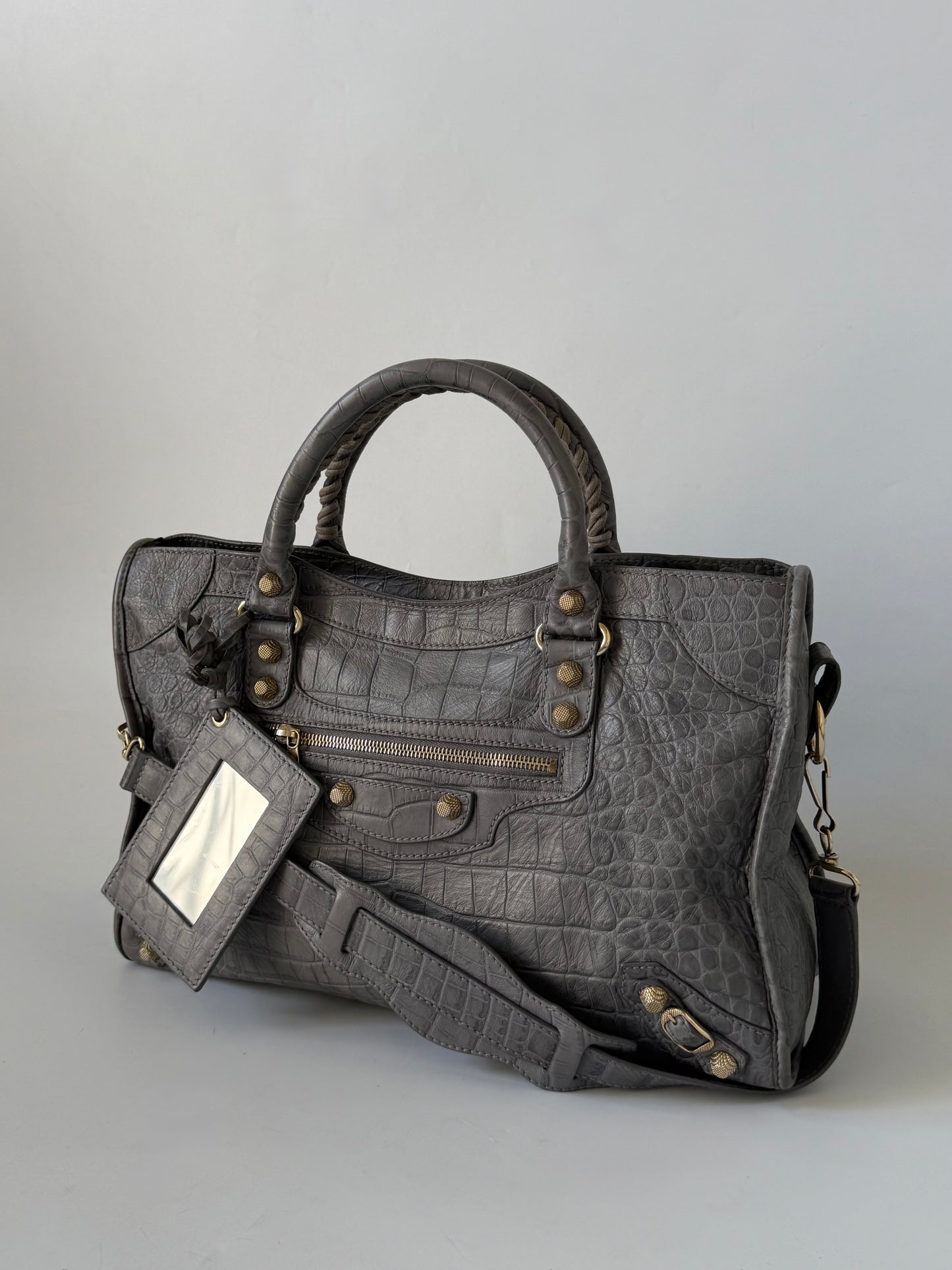 2000’s Balenciaga Gray Crocodile Giant 12 Gold Hardware City