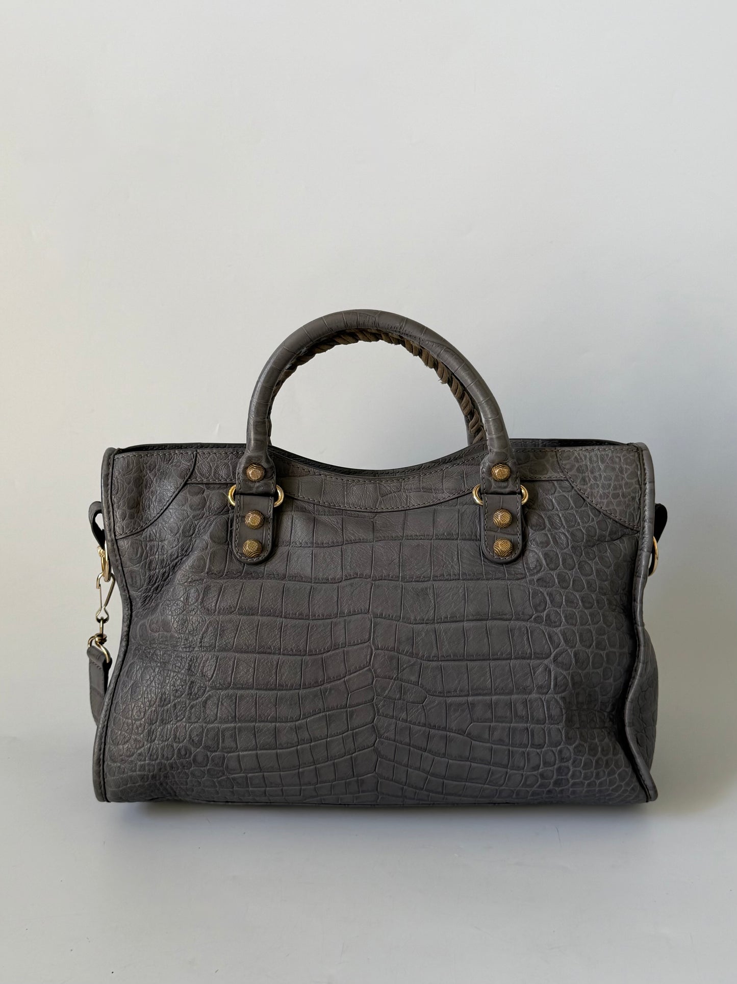 2000’s Balenciaga Gray Crocodile Giant 12 Gold Hardware City