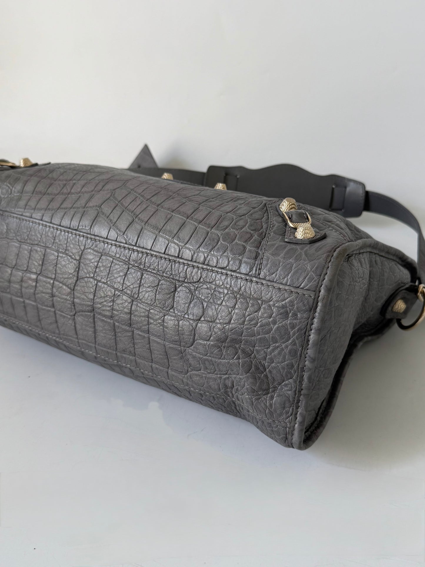 2000’s Balenciaga Gray Crocodile Giant 12 Gold Hardware City