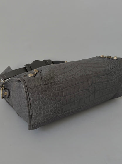 2000’s Balenciaga Gray Crocodile Giant 12 Gold Hardware City