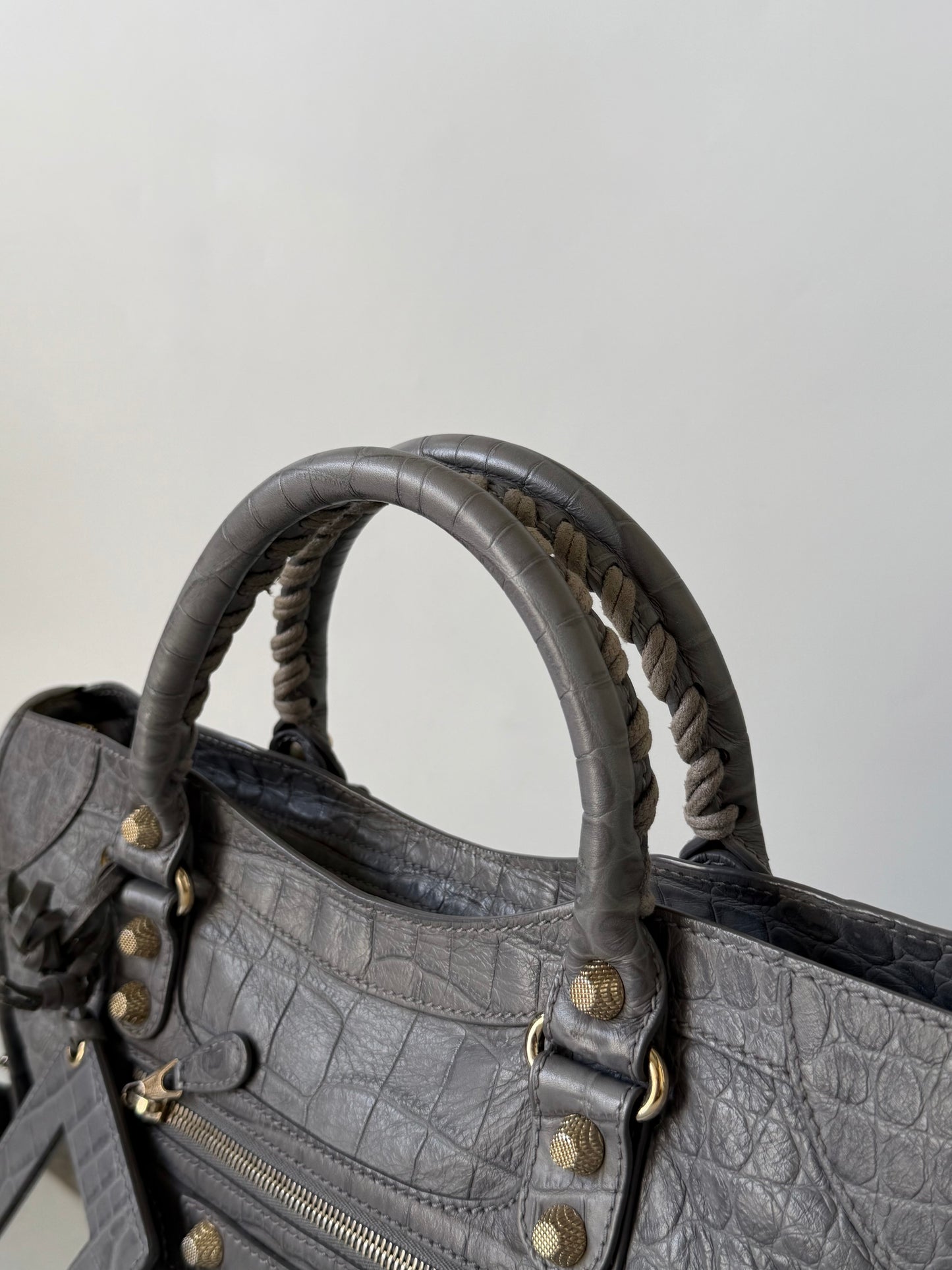 2000’s Balenciaga Gray Crocodile Giant 12 Gold Hardware City