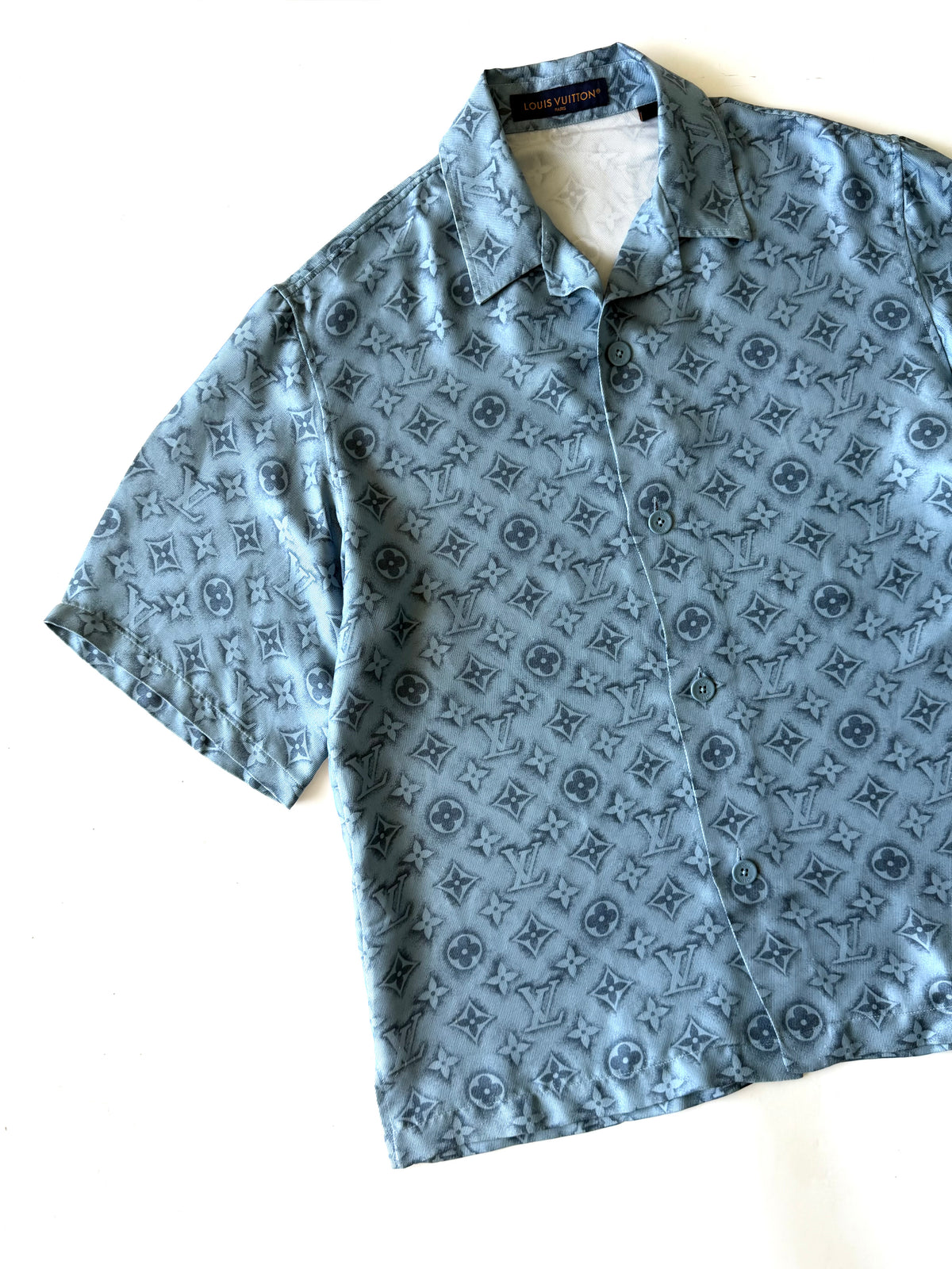 Louis Vuitton Blue Monogram Silk Shirt