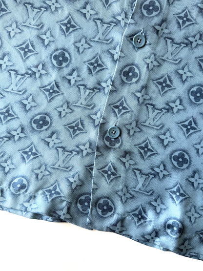 Louis Vuitton Blue Monogram Silk Shirt