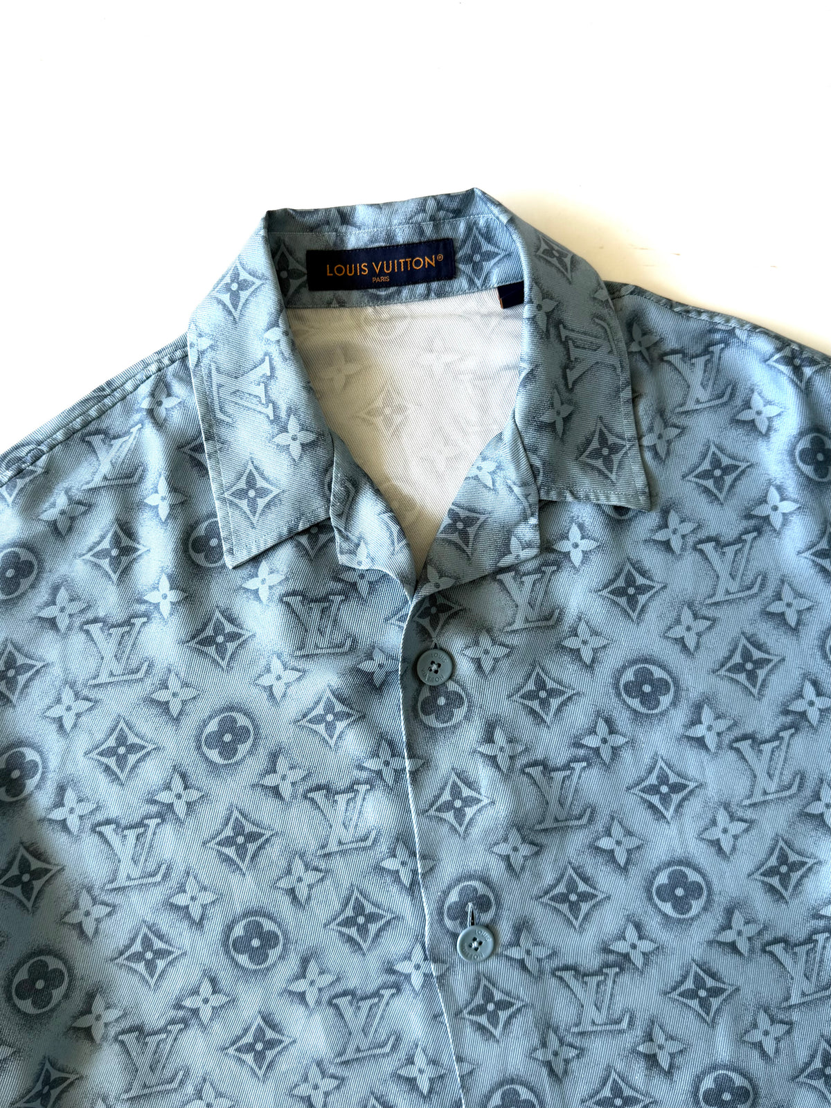Louis Vuitton Blue Monogram Silk Shirt