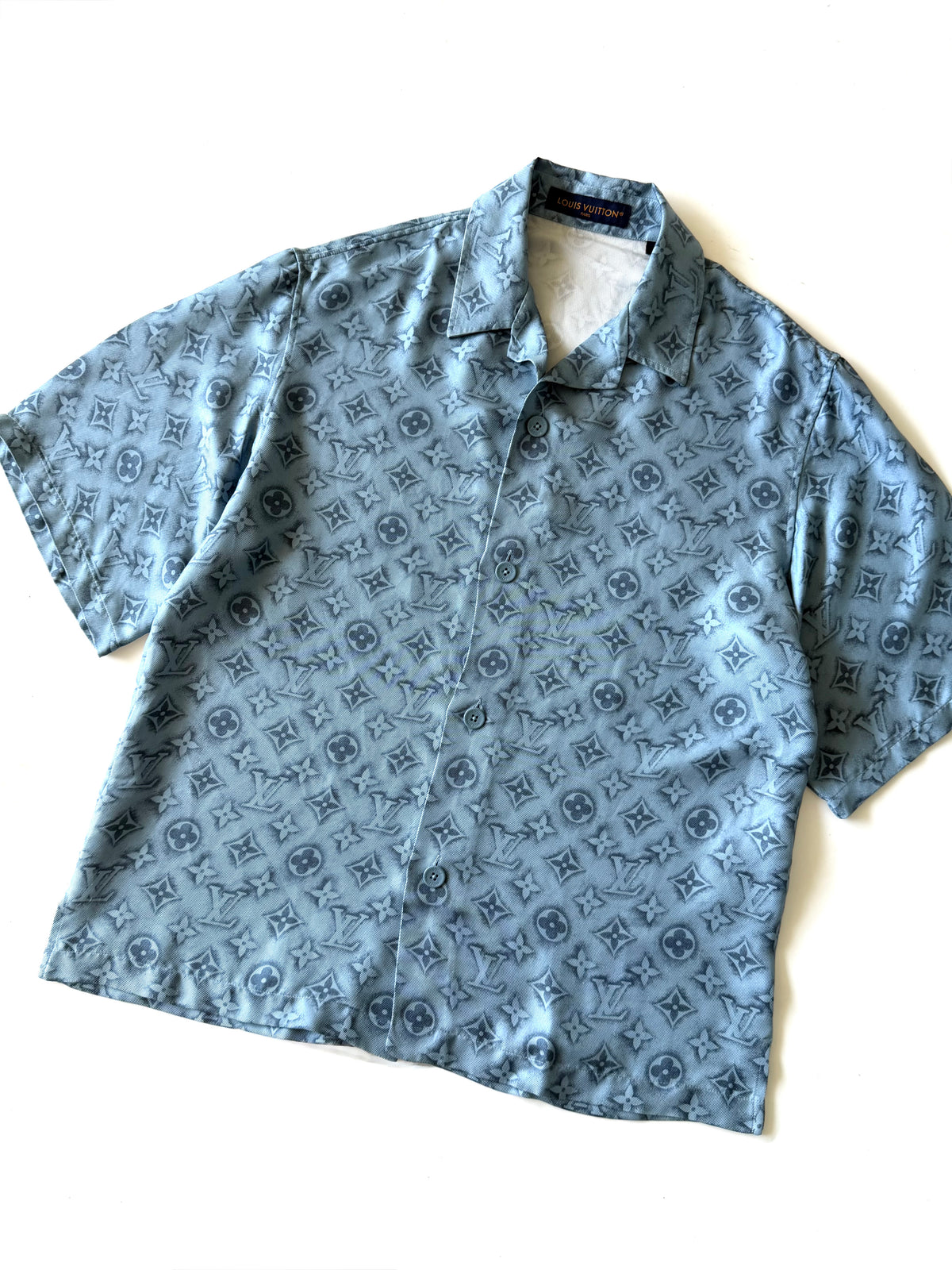Louis Vuitton Blue Monogram Silk Shirt