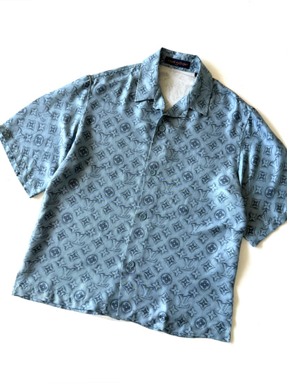 Louis Vuitton Blue Monogram Silk Shirt
