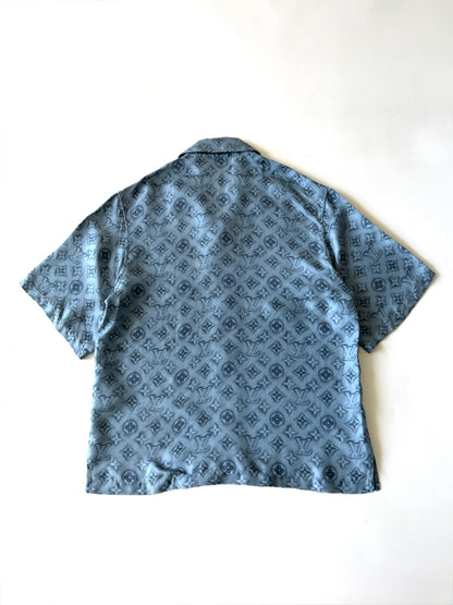 Louis Vuitton Blue Monogram Silk Shirt