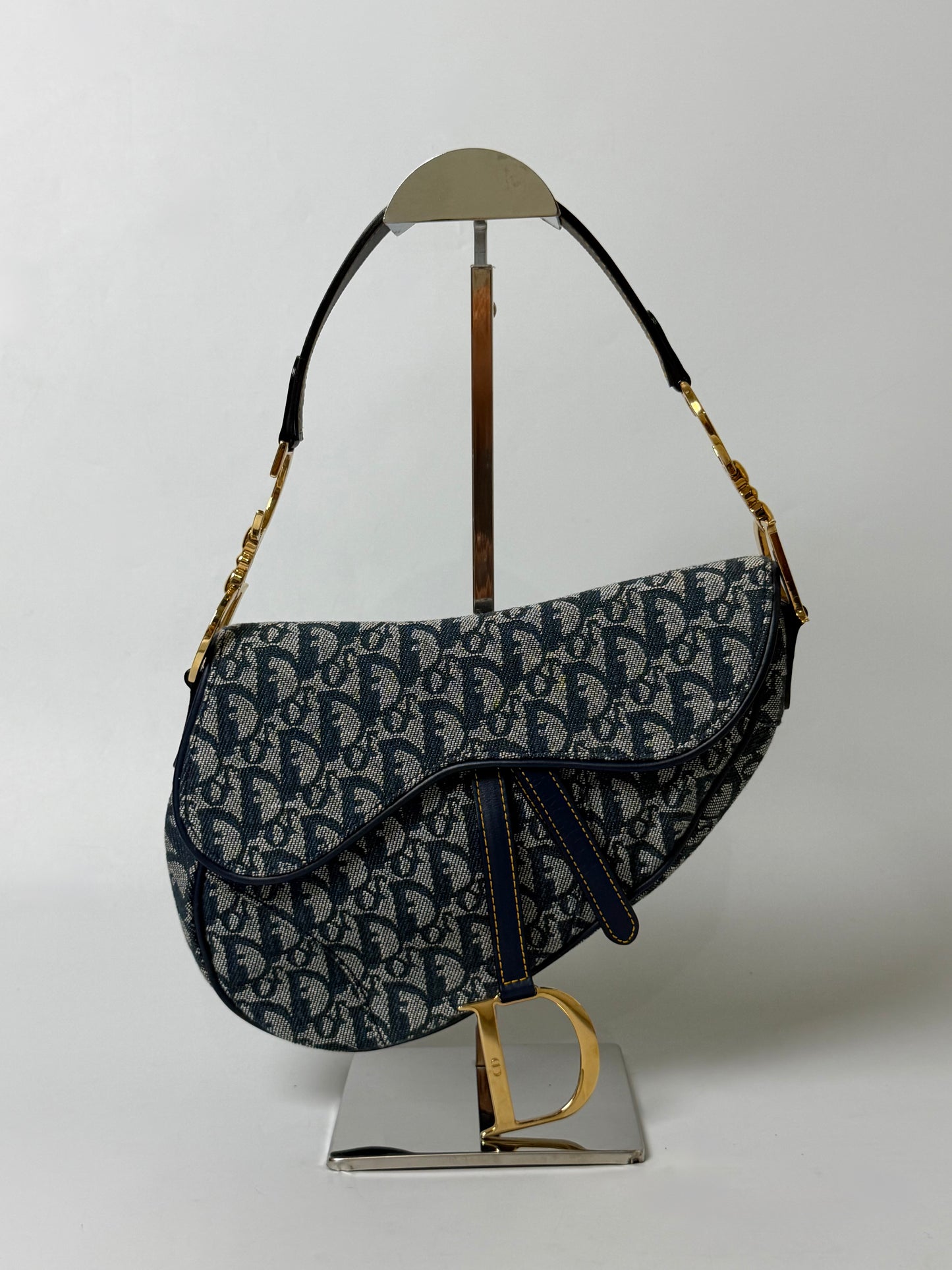 2000’s Dior Blue Oblique Saddle Bag Rare Lining