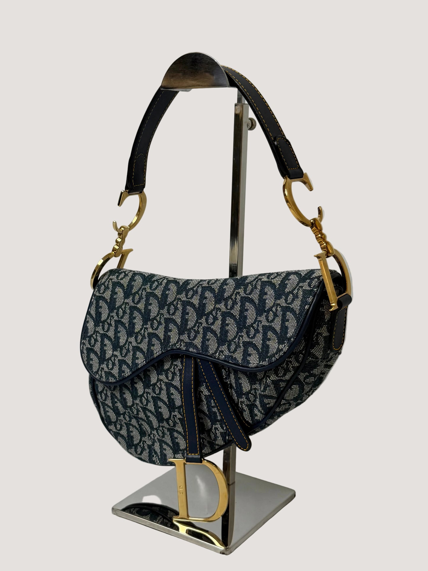 2000’s Dior Blue Oblique Saddle Bag Rare Lining