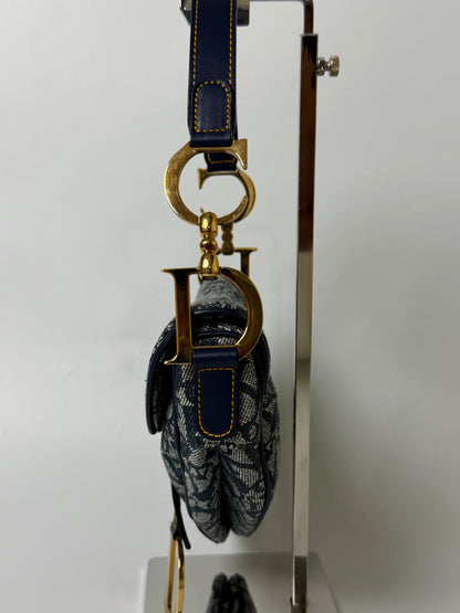 2000’s Dior Blue Oblique Saddle Bag Rare Lining