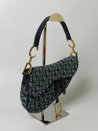 2000’s Dior Blue Oblique Saddle Bag Rare Lining